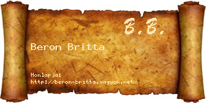 Beron Britta névjegykártya